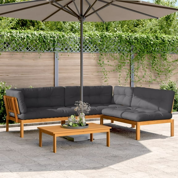 vidaXL 4 Piece Patio Pallet Sofa Set with Cushions Solid Wood Acacia