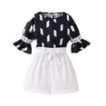 thumbnail image 2 of Toddler Outfits for Girls Size 7-8 2024 Summer Wear New 8 12 Years Old Lace Short Sleeve Top Shorts Set Girls Clothing Set Black, 2 of 6