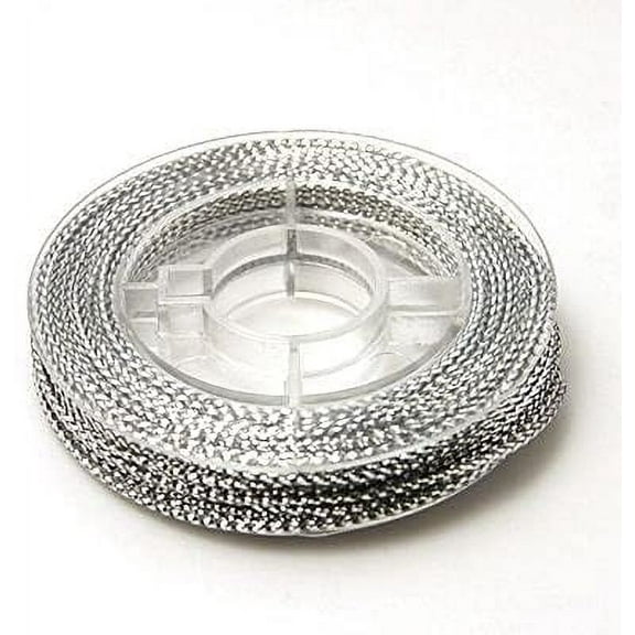 0.6mm Non-Elastic Beading Thread Metallic Thread Embroidery Thread Silver 10.93 Yards for Jewelry Making Beading 1 Roll