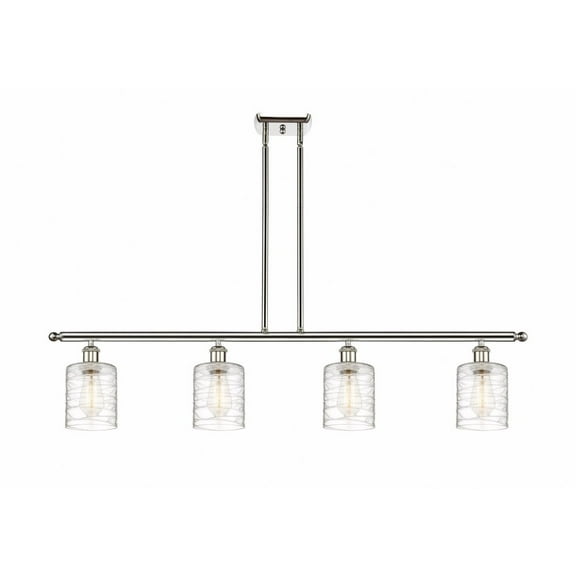 516-4I-PN-G1113-LED-Innovations Lighting-Cobbleskill - 4 Light Island In Art Nouveau Style-10 Inches Tall and 48 Inches Wide Polished Nickel Clear