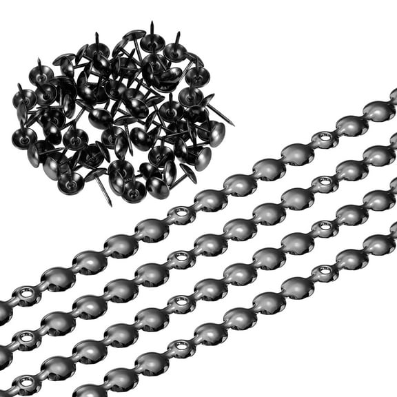 8Pack 8 Meters Glossy Upholstery Tacks Strips, Decorative Nail Trims with Nails for DIY Furniture (Black)
