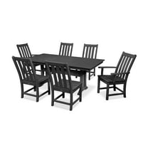 POLYWOOD Vineyard 7-Piece Farmhouse Trestle Dining Set in Black