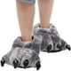 thumbnail image 5 of BRIGHTFUFU 1 par de pantuflas de pata de dinosaurio de invierno, pantuflas de felpa unisex, zapatos de interior (gris), 5 of 7