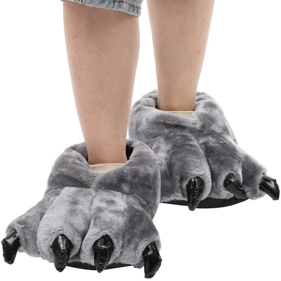 LABSERRON House Slippers Unisex Dinosaur Paw Animal 1 Pair Gray