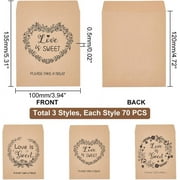 210pcs Mini Kraft Paper Bags 5.3x3.9inch Small Paper Favor Bags Brown Cookie Bags Tiny Kraft Paper Treat Bags for Wedding Party Gift Candy Bar Baptism Card Small Business Love is Sweet