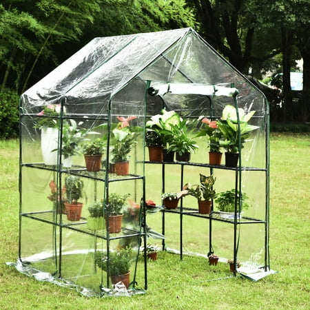 Walk-In Greenhouse- Indoor Outdoor with 8 Sturdy Shelves-Grow Plants, Seedlings, Herbs, or Flowers In Any Season-Gardening