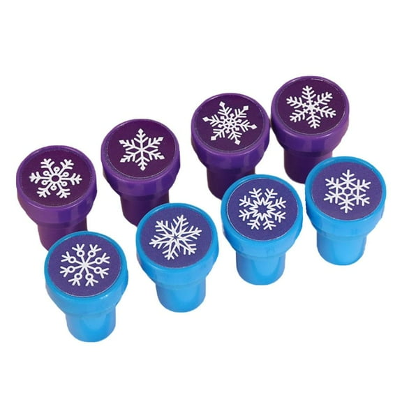 8 Pieces Snowflake Christmas Stamps, Self-Ink Colored Plastic Winter Stamps, Bulk for Card Making, Xmas Party Favors, Kids Crafts