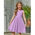 thumbnail image 5 of Arshiner Toddler Girls Summer Dress Back Bowknot Sleeveless Twirly Casual Beach Party Sundress with Pockets, 5 of 6