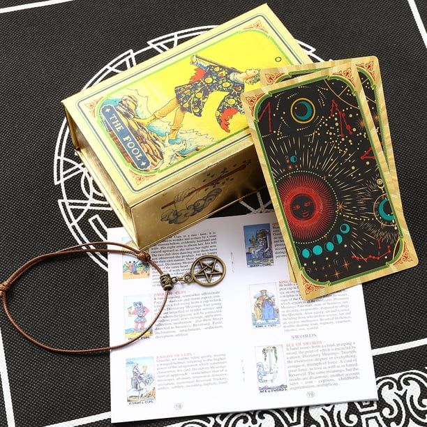 Tarjeta de tarot colorida con láser de lámina dorada, estampado en caliente, impresión en color, plástico, juego de mesa impermeable, juego de cartas de felicitación al por mayor