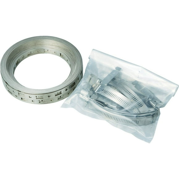 Breeze-4001 Système de Pince pour Tuyau en Acier Inoxydable, 1 Kit Contient: Bande de 100 Pieds, 25 Fixations Réglables, 10 Joints de Bande (Lot de 1)