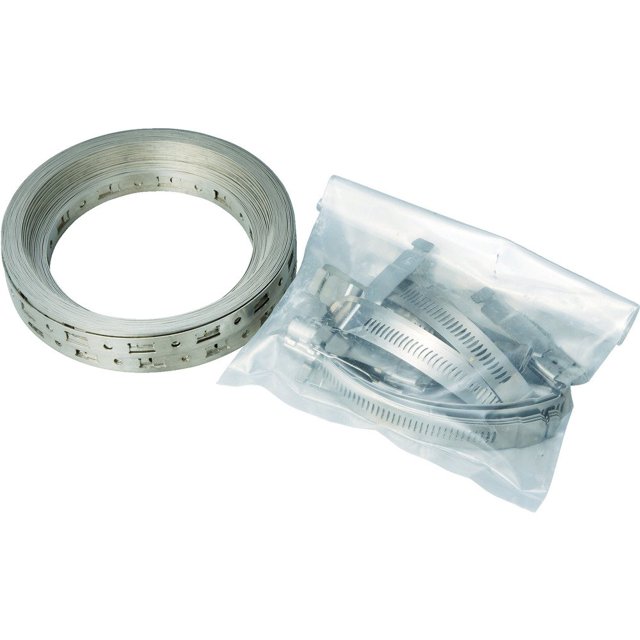 Breeze-4001 Système de Pince pour Tuyau en Acier Inoxydable, 1 Kit Contient: Bande de 100 Pieds, 25 Fixations Réglables, 10 Joints de Bande (Lot de 1)