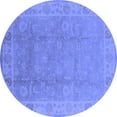 thumbnail image 1 of Ahgly Company Machine Washable Indoor Round Oriental Blue Industrial Area Rugs, 6' Round, 1 of 4