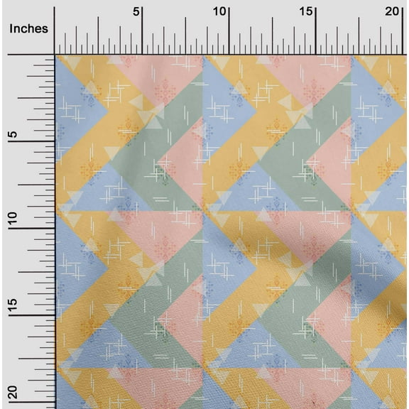 oneOone Organic Cotton Poplin Twill Fabric Line|Chevron & Triangle Geometric Print Fabric By The Yard 42 Inches Wide