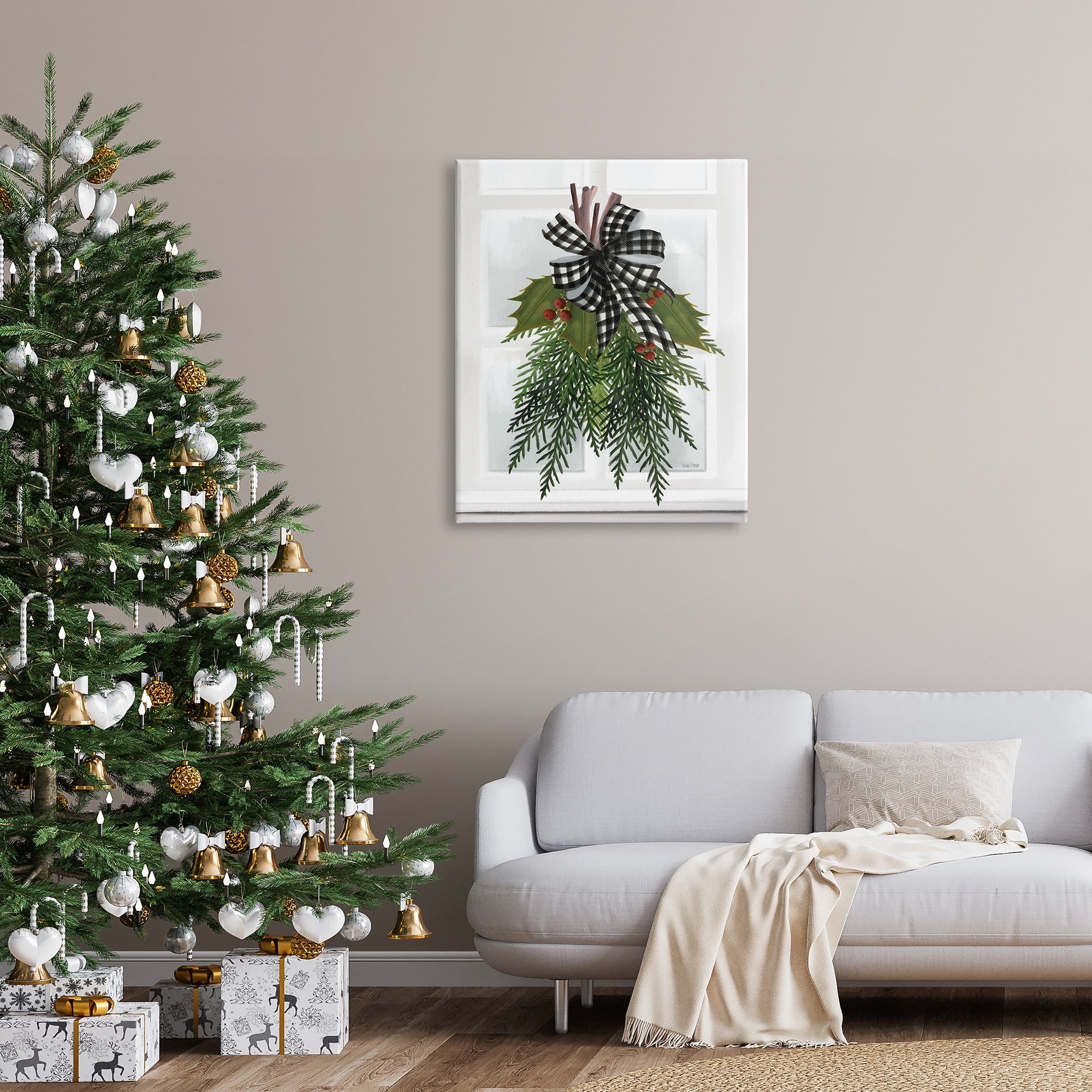Stupell Industries Hanging Holly Botanicals Mistletoe Seasonal Winter Flowers Graphic Art Gallery Wrapped Canvas Print Wall Art, Design by House Fenway