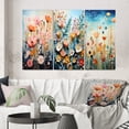 thumbnail image 1 of Designart "Composion de Fleurs Multicolores I" Ensemble d'Art Mural Floral de 3 - Ensemble de Galerie de Plantes Rouges pour Décoration Intérieure, 1 of 6