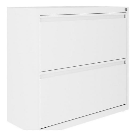 Pemberley Row Metal White Filing Cabinet Rectangular Lockable 30" Unassembled