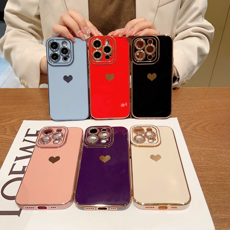 Slim Case for iPhone 16 Pro Max, Electroplated Hearts Pattern