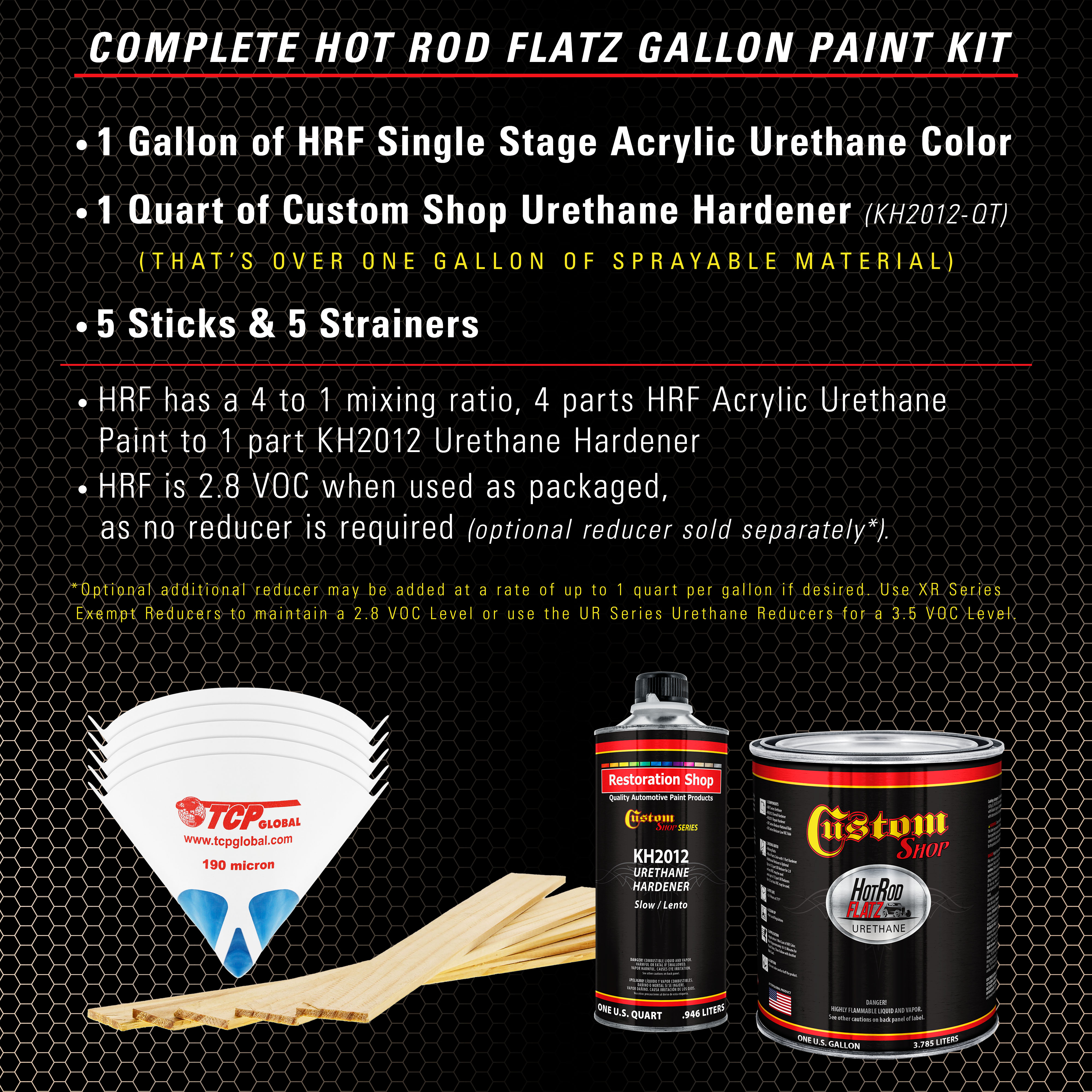 Custom Shop - Peach - Hot Rod Flatz Flat Matte Satin Urethane Auto Paint - Complete Gallon Paint Kit - Professional Low Sheen Automotive, Car Truck Coating, 4:1 Mix Ratio - image 2 of 5