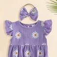 thumbnail image 5 of JUMEYU Boho Baby Girl Clothes Newborn Baby Girl Summer Clothes Vintage Floral Romper Round Neck Short Sleeve Bodysuit Jumpsuit 0 3 6 9 12 18 24 Months (Purple,12-18 Months), 5 of 5
