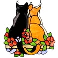 thumbnail image 1 of Stained Glass Cats Window Panel Stained Suncatcher Hanging Ornaments Home Decoration, 1 of 7