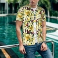 thumbnail image 6 of Zufioo Lilies Flowers Print Men's Baseball Short Sleeve, Moisture Wicking Button-Down Hip Hop Tee-X-Large, 6 of 7