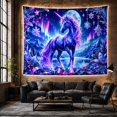 thumbnail image 6 of Unicorn Under Moonlit Northern Lights Mystical Fantasy Style for Unicorn Lovers Winter Wall Decor Christmas Gift Tapestry Wall Hanging for Bedroom, Nursery and Dorm, 6 of 7