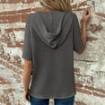 thumbnail image 6 of Women Short Sleeve Hooded Summer Top Waffle Knit Tee Shirts Drawstring Hoodies Button V Neck Blouse, 6 of 8