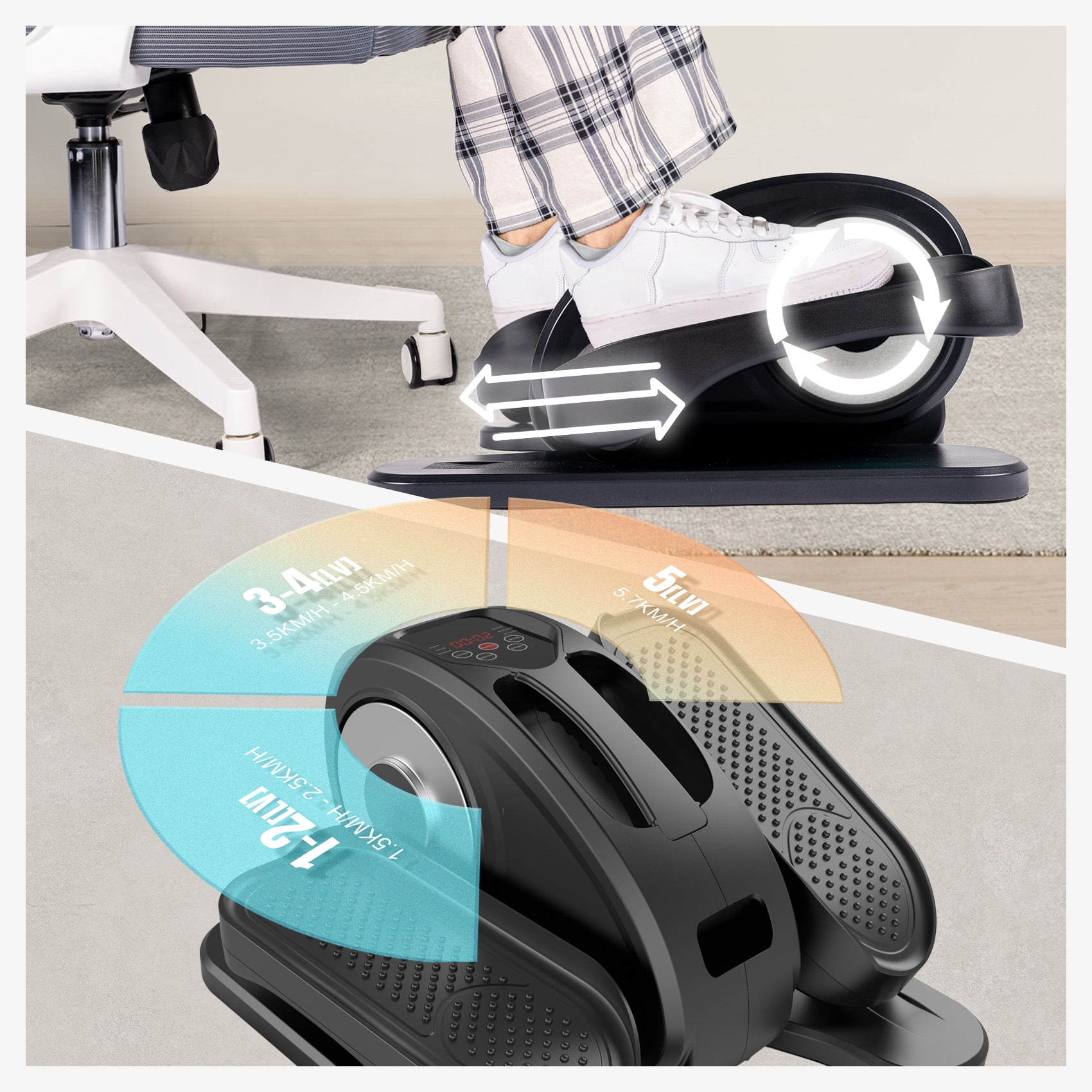 PROHIKER Under Desk Elliptical Machine Electric, Ellipse Leg Exerciser for Seniors Fully Assembled, Portable and Quiet Pedal Exerciser with Remote Control and LCD Display Monitor