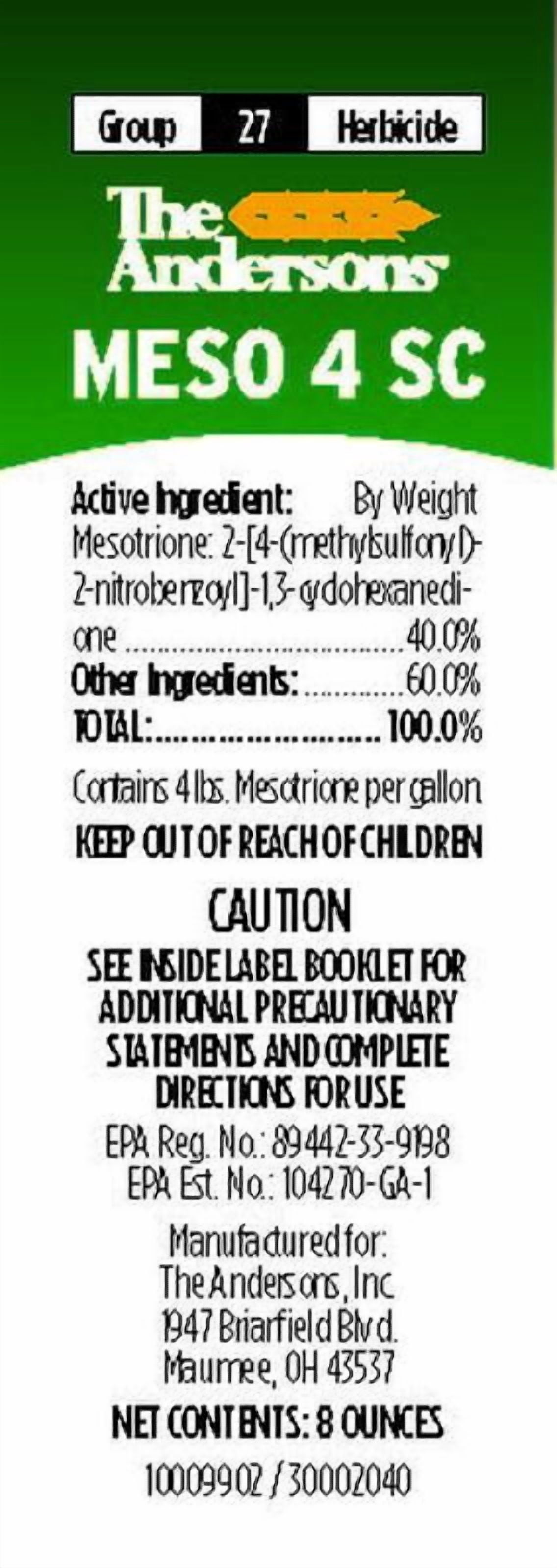 The Andersons Meso 4 SC Mesotrione Pre-Emergent and Post-Emergent Weed Control 8 fl. oz.