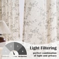 thumbnail image 3 of Grey Floral Linen Curtains 84 Inch Length Farmhouse Flower Patterned Curtain Back Tab Drapes for Living Room Bedroom Light Filtering Vintage Rod Pocket Drapes, 2 Panels, Gray on Beige, 3 of 15