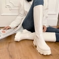 thumbnail image 2 of Bottes en Cuir Haute Imperméabilité Plateforme Intérieure Bout Rond au-Dessus du Genou Cuir Verni Plat US9, 2 of 3