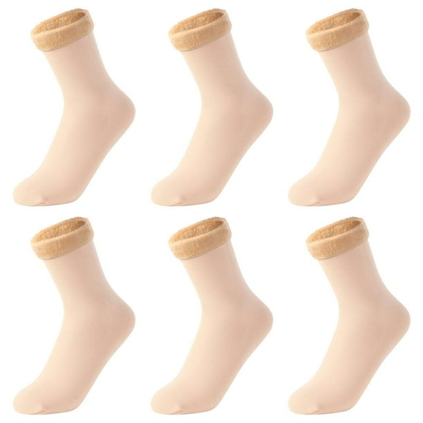 Calcetines cálidos térmicos 3 pares invierno mujer espesar polar botas de nieve (desnudo) JShteea Para Estrenar