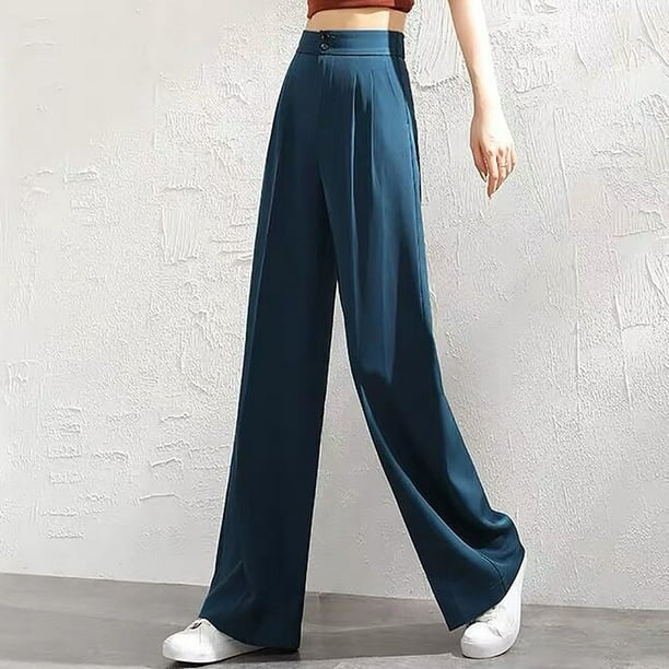 IWOLLENCE Wide Leg Pants Women Work Pants Women with Pockets High Waist  Adjustable Knot Loose Casual Trousers Business Pants : : Clothing