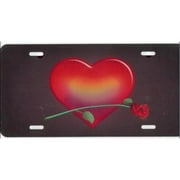 Heart Red with Red Rose Airbrush License Plate Free Names on this Air Brush