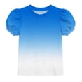 thumbnail image 2 of Teylalorva Girls Graphic T-Shirt, Puff Short Sleeve Crewneck Casual Cute Summer Kids Trendy Tee Light Blue Size 12, 2 of 8