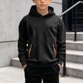 thumbnail image 2 of Gubotare Teen Hoodie Boys Sweatshirts Hoodies Tops Long Sleeve Outfits Pullover Outwear Clothes Size 10-11 (Black,10-11 Years), 2 of 4