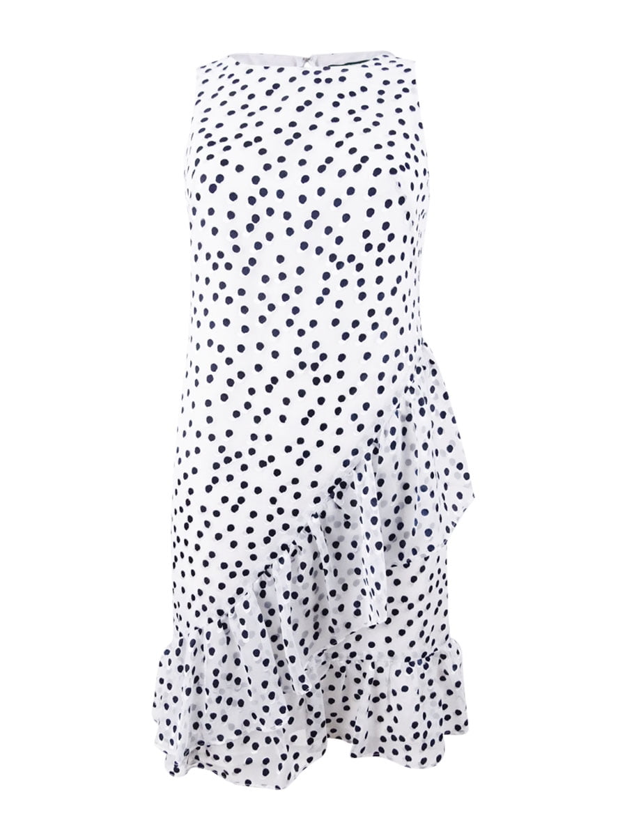 ralph lauren navy polka dot dress