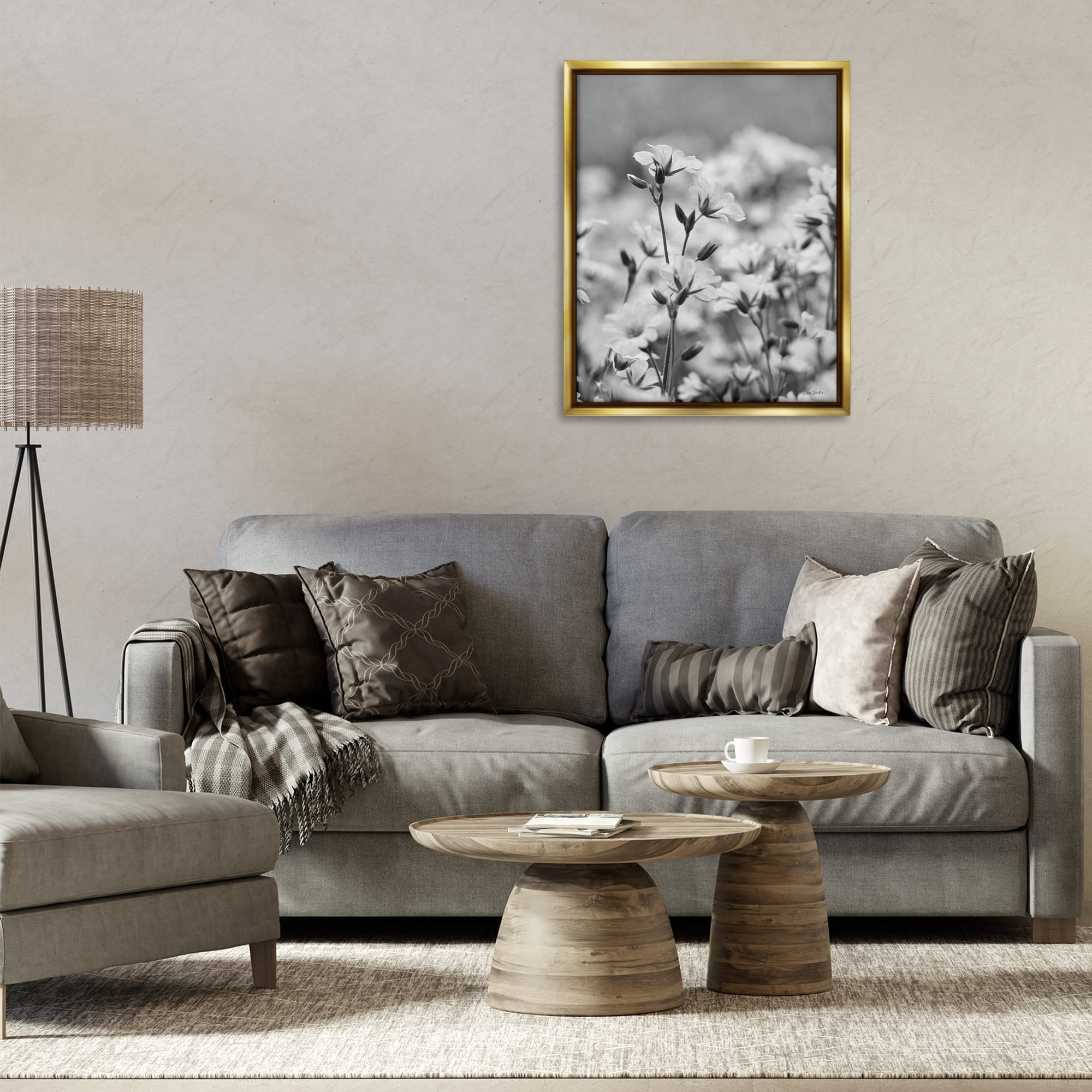 Stupell Industries Budding Meadow Flora Botanical & Floral Photography Gold Floater Framed Art Print Wall Art, 25 x 31