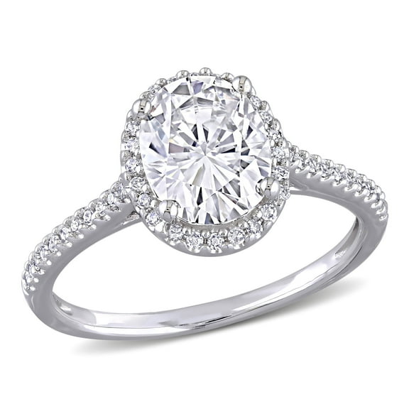 Everly Women's Created Moissanite and Diamond 14K White Gold Engagement Ring