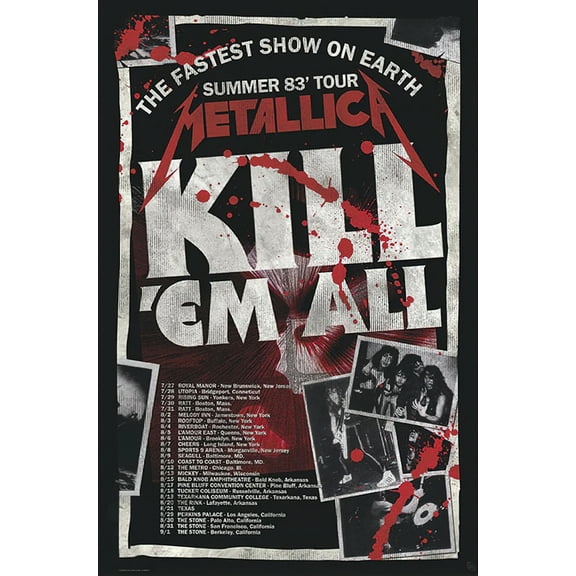 Metallica - Music Poster (Kill 'Em All Tour 1983) (Size: 24" x 36")