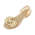thumbnail image 4 of LTTVQM Women's Jelly Sandals Pearl Bow Transparent Trendy Open Toe Slip on Flat Casual Summer Daily Slip On Shoes Champagne 36(US-5.5), 4 of 6
