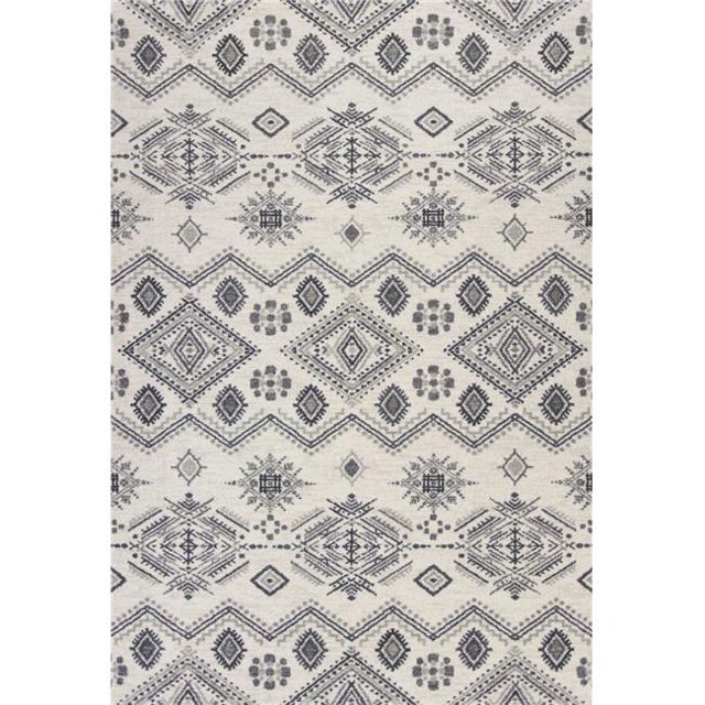 HomeRoots 353123 6 ft. 7 in. x 9 ft. 6 in. Polypropylene Ivory & Grey Area Rug