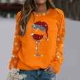 thumbnail image 2 of Glisme Chandail en Molleton de Noël pour Femmes Col Rond Imprimé Chandail Manches Longues Chemises d'Entraînement Coupe Régulière Ample Usage Quotidien Orange, 2 of 5