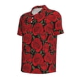 thumbnail image 2 of Vsdgher Rose Flowers Print Men's Short Sleeve Stretch Polo Shirt, Moisture-Wicking Performance Polo Shirt, 2 of 8