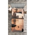 thumbnail image 3 of Ambesonne Detroit Quilted Bedspread Set 2 Pcs, Idyllic Sunset View, Twin Size, Coral Dark Brown, 3 of 3