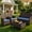 Brown/Navy, variant on Gasee 4-Piece Patio Furniture Set Outdoor Conversation Rattan Chairs with Cushion and Loveseat Glass Table for Garden Backyard Porch, Brown/Navy