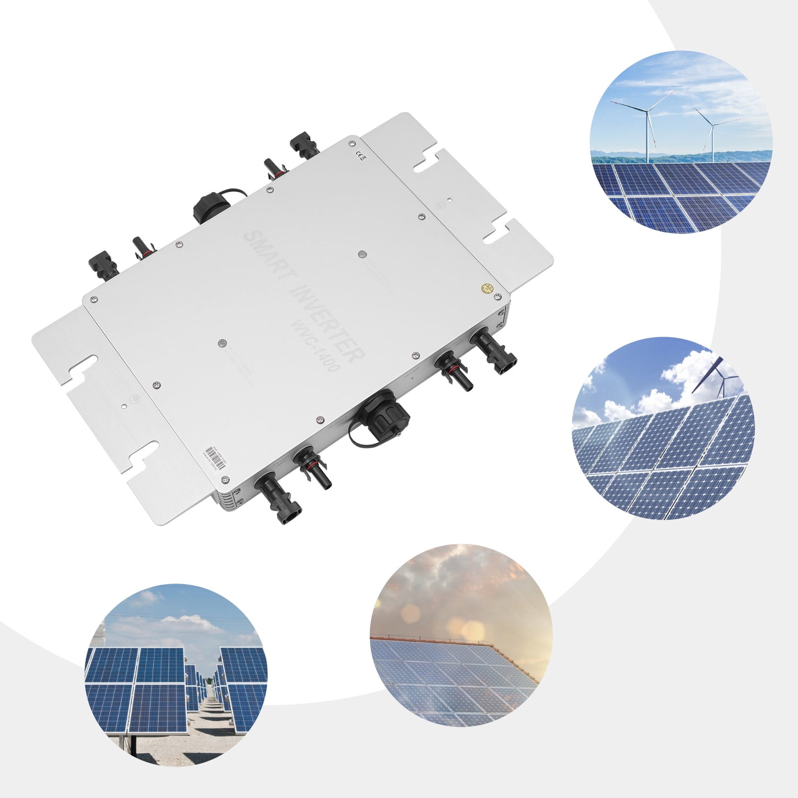 1400W Solar Grid Tie Micro Inverter, Waterproof IP65 Pure Sine Wave Inverter with AC Data Monitoring Display LCD Screen, Micro Inverters for 30V/36V Solar Panels