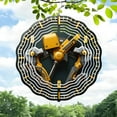 thumbnail image 3 of Futuristic Metal Hanging Wind Spinners & Chimes - Intricate Concentric Wave Patterns in Black & Yellow for Yard & Garden Decor, 3 of 6