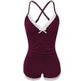 thumbnail image 4 of QWERTYU Womens Casual Pajama Sets 2 Piece Lace Graphic Cami Shorts Set Pj Set Sleepwear Wine M, 4 of 4
