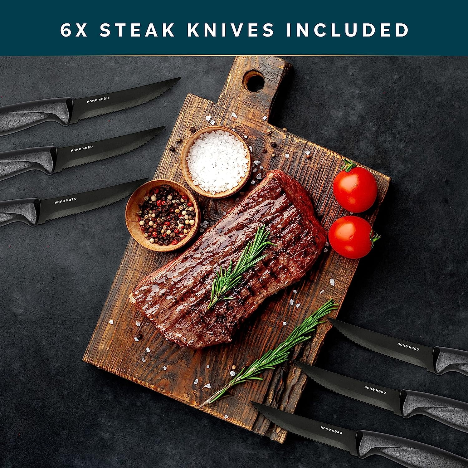 Stainless Steel Knife Set with Block - 13 Kitchen Knives Set Chef Knife Set  with Knife Sharpener, 6 Steak Knives, Bonus Peeler Scissors Cheese Pizza  Knife and Acrylic Stand by Home Hero - Shop - TexasRealFood